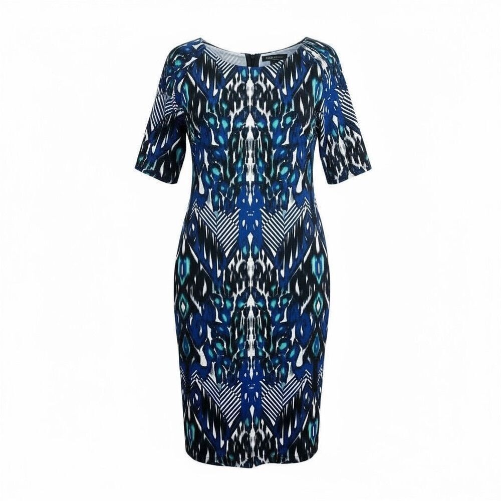 Rabbit Rabbit Rabbit Designs Crew Neck Elbow Length Shift Dress Multicolor Sz 14